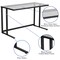 Emma and Oliver Glass Top Desk with Pedestal Metal Frame - Home Office Furniture
